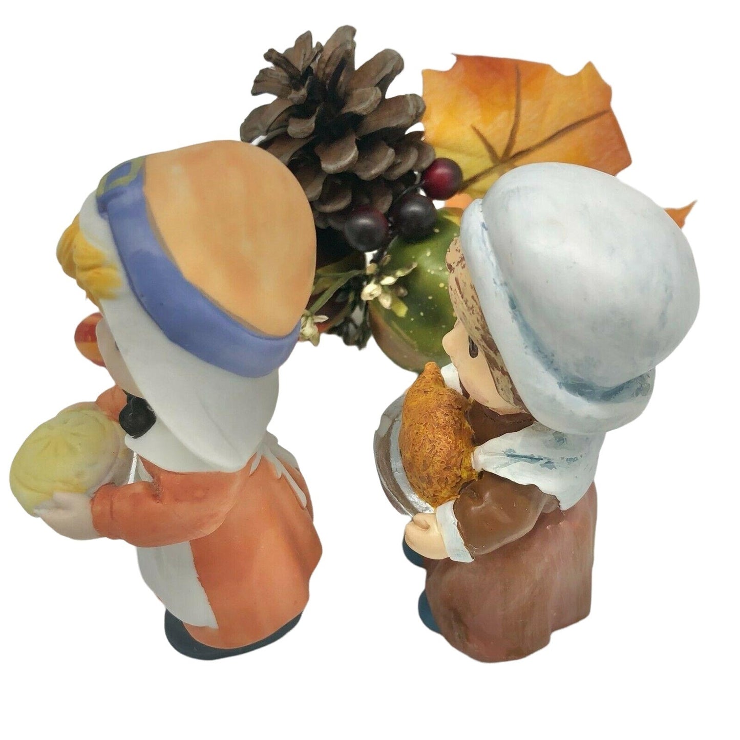 Thanksgiving Girl and Woman Figurines with Fall Pick Autumn