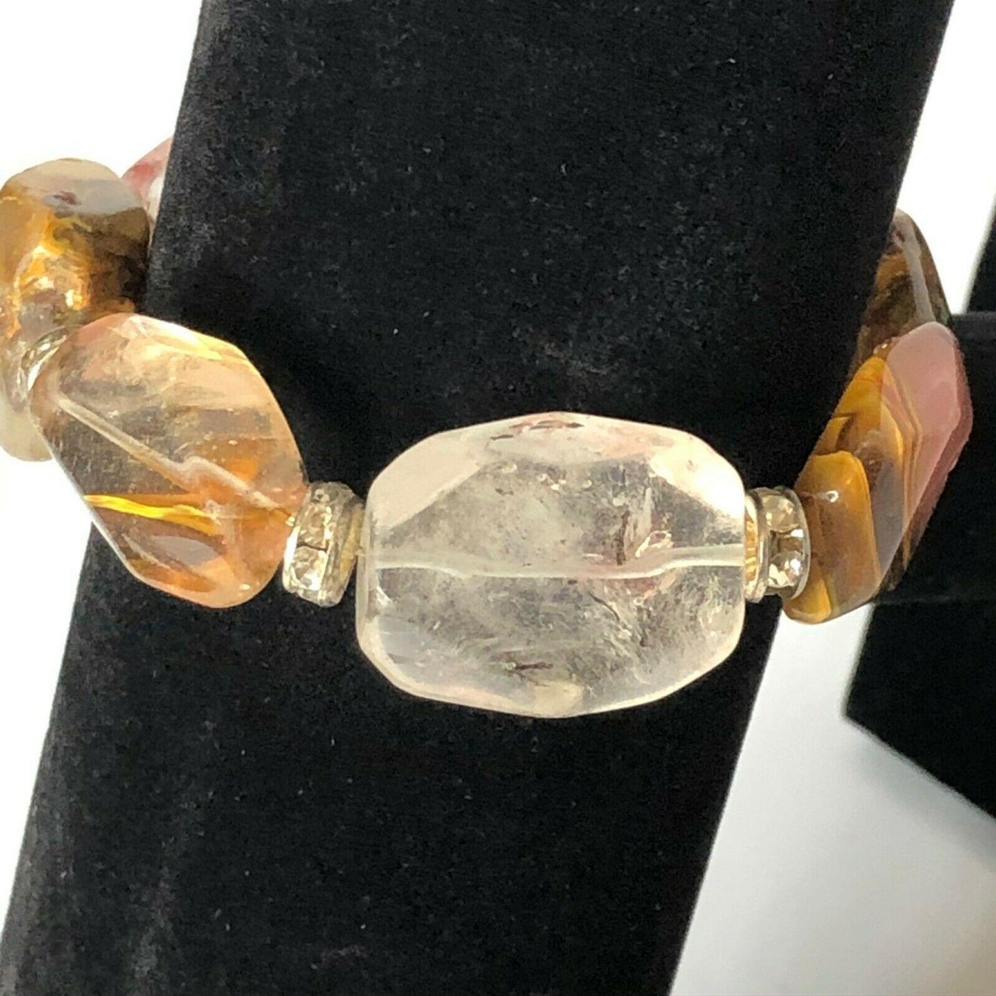 Vintage Premier Designs Stretch Bracelet Browns and Pinks EUC