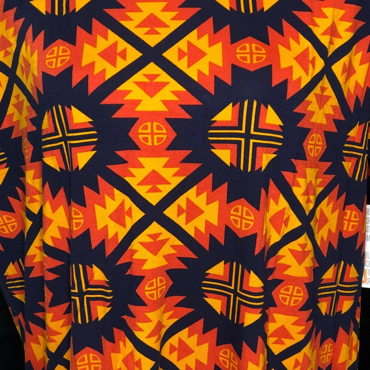 LuLaRoe RETIRED Irma Women's XS Navy Blue Orange Yellow Mid-length Sleeves NWT