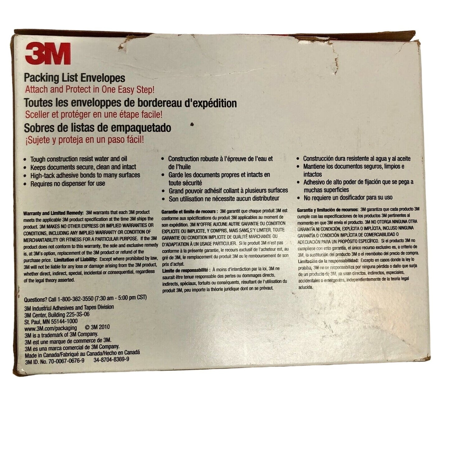 3M Non-Printed Packing List Envelope NP1 Box of 100 NIB