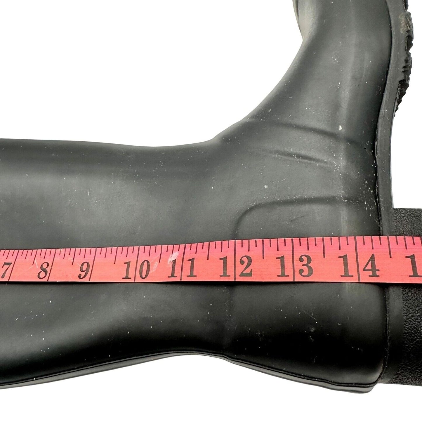 Hunter Rain Boots Size 7 Black Rubber Pull On 1 inch Heel 14 inch Shaft EUC