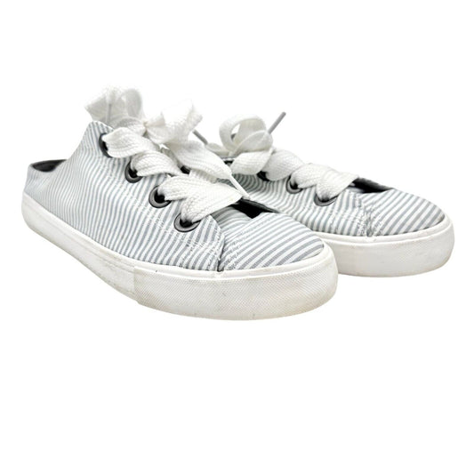 Rocket Dog Shoes Women's 10 Canvas Blue White Stripe White Laces Plush Zone Foam