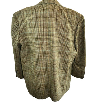 England House Men's Brown Plaid Sport Coat 51" Chest 3 button Notched Lapel