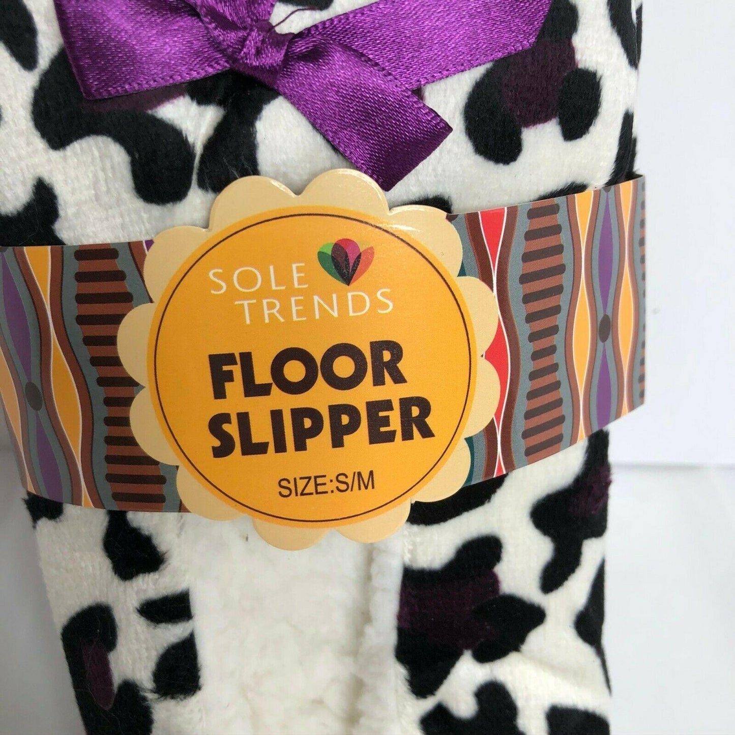 Sole Trends Floor Slippers S/M NWT Soft Animal Print Cozy Leopard Spots Purple