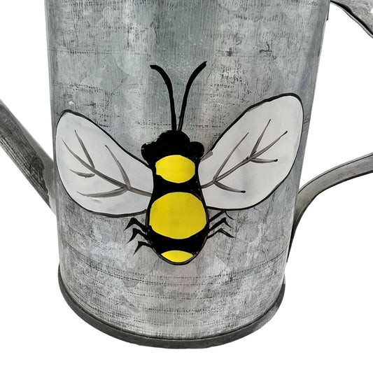 Metal Watering Can Candle with Painted Bee Motif  7x4