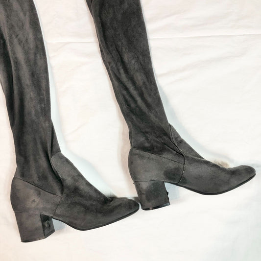 Steve Madden Isaac 6M Gray Suede Thigh High Boots