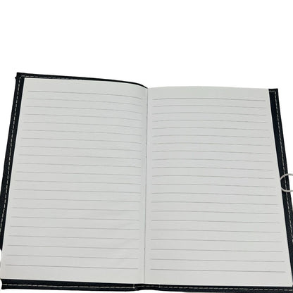 Journal 9x6 Black V Initial Button Closure Refillable Red Accents