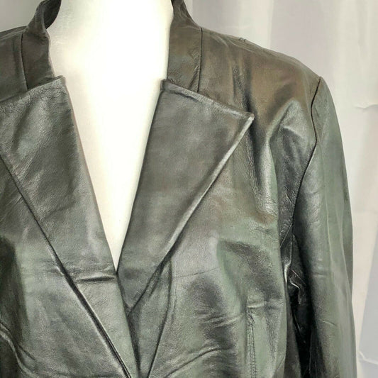 Jessica London 20W Black Leather Blazer Classic Stylish Women NWT