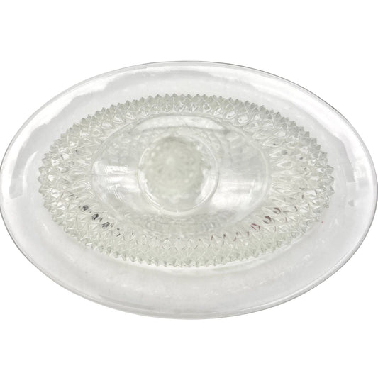 Vintage Oval Covered Butterdish 9 x 6 Clear Faceted Glass