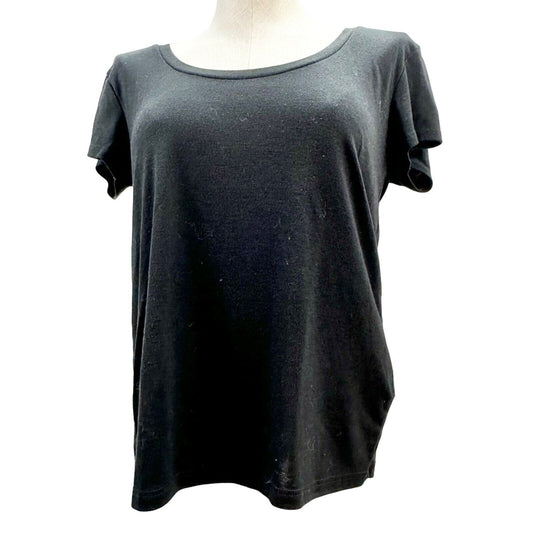 TopShop T-shirt Women's 4 Black Short Sleeve Scoop Neck Length 24