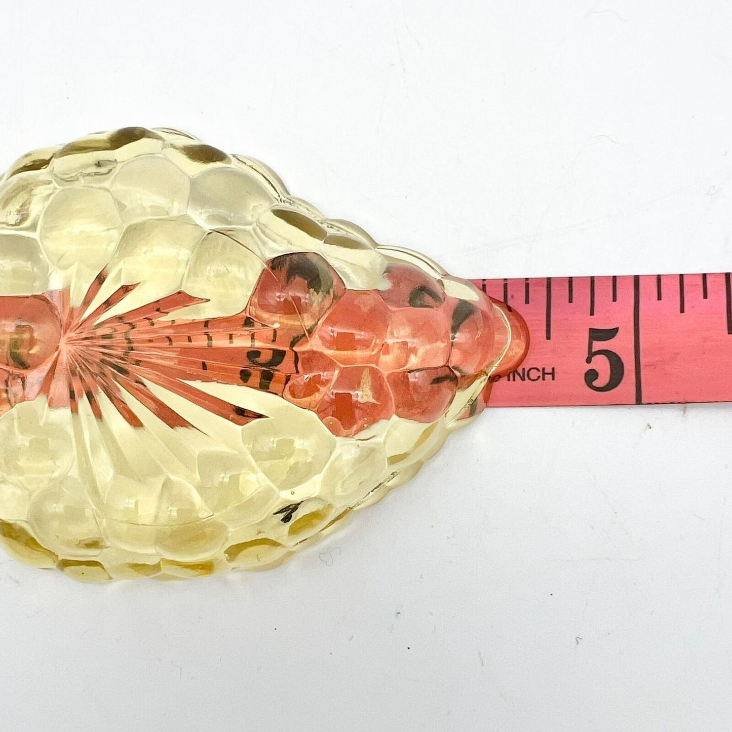 Vintage Amber Grape Trinket Dish 4.5 x 3 Glass Leaf Shape