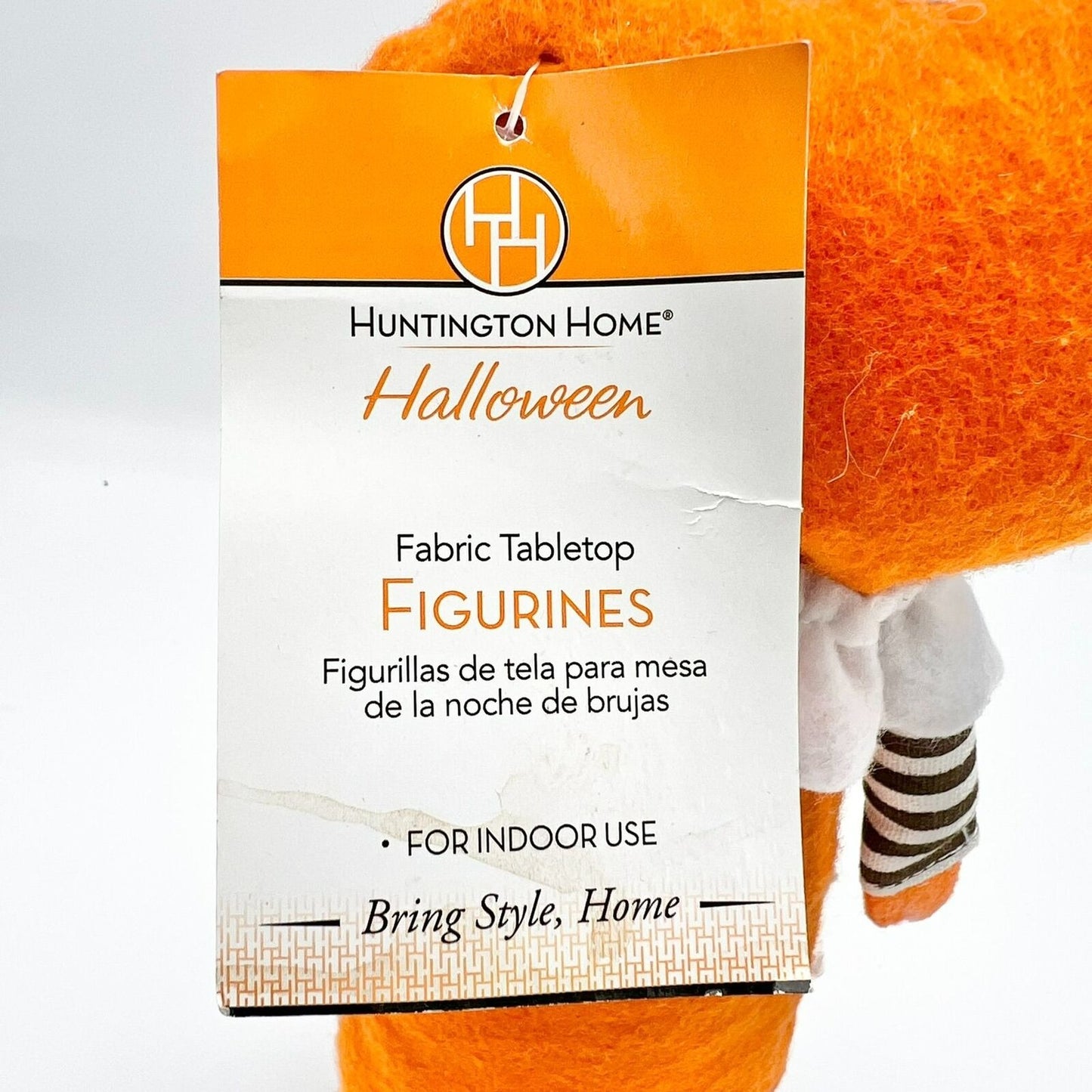 Huntington Home Halloween Figurine 12 x 4.5 Fabric Tabletop Orange Pumpkin Lady