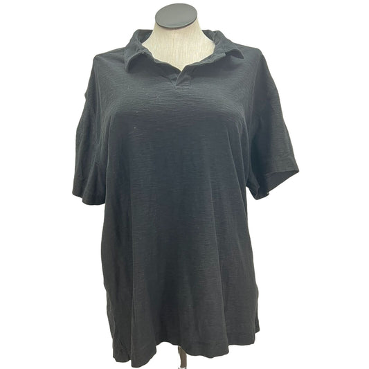 Calvin Klein Jeans Shirt Womens XXL Black Short Sleeve Open Neck Collar