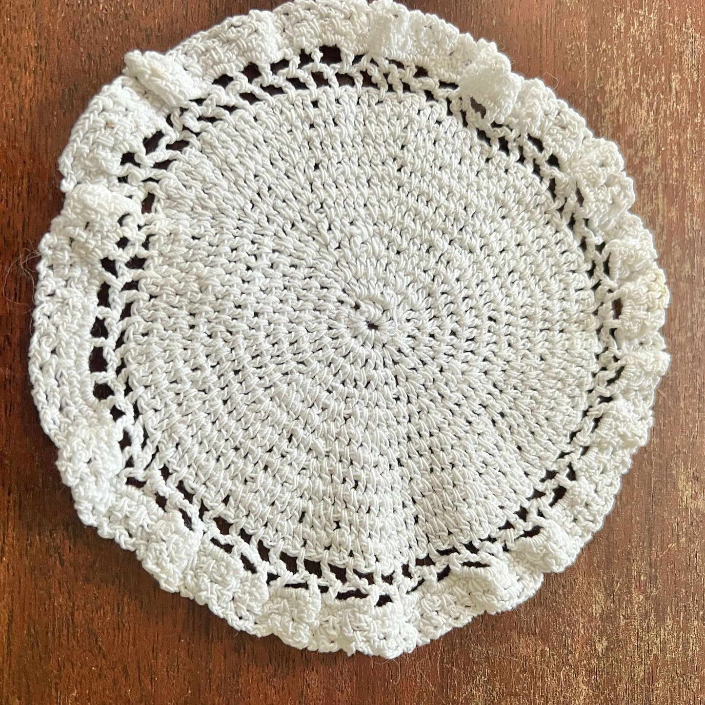 Set of 2 Vintage Doilies 6.5 in and 6 in Ivory Crochet