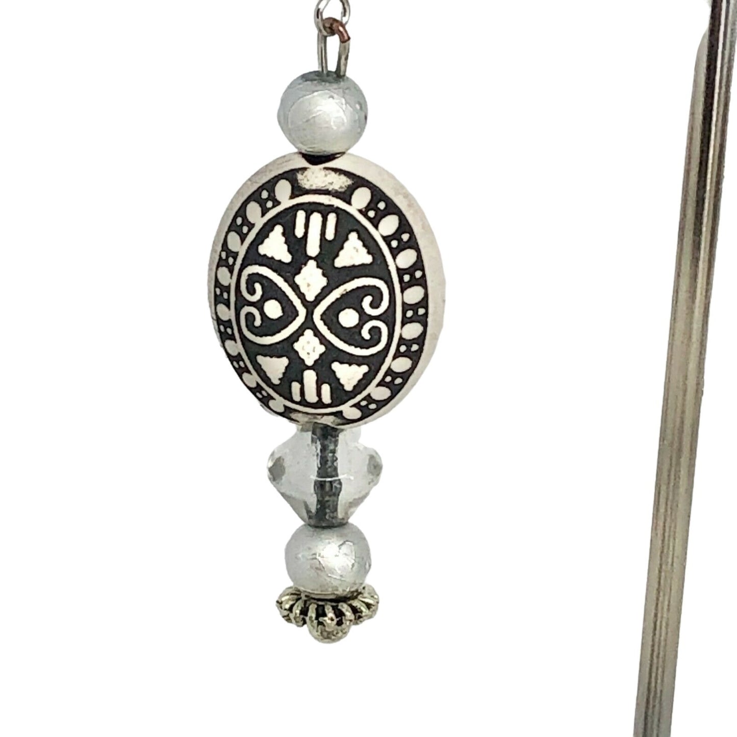 Handcrafted 2pc Jewelry Set Black & White Beads Dressy Statement NEW