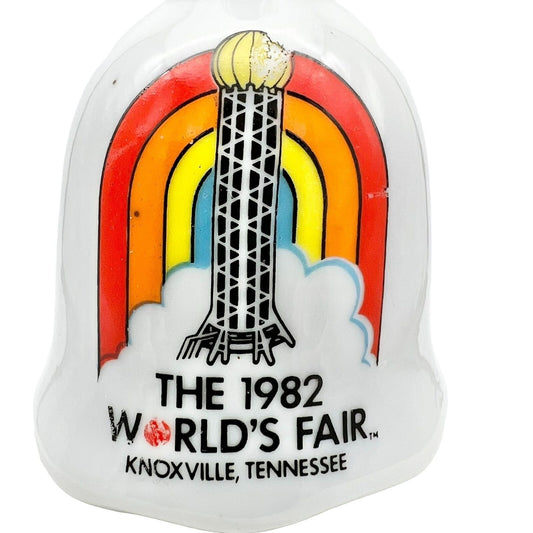 Vintage Bell 3.5 x 2 White Porcelain World's Fair 1982