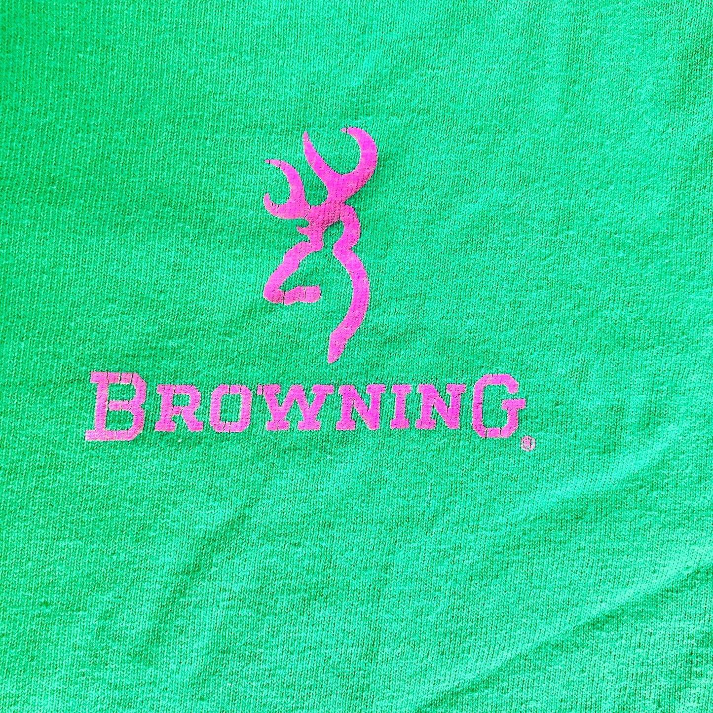 Browning Green Short Sleeve Crew Neck Small T-Shirt Pink Logo