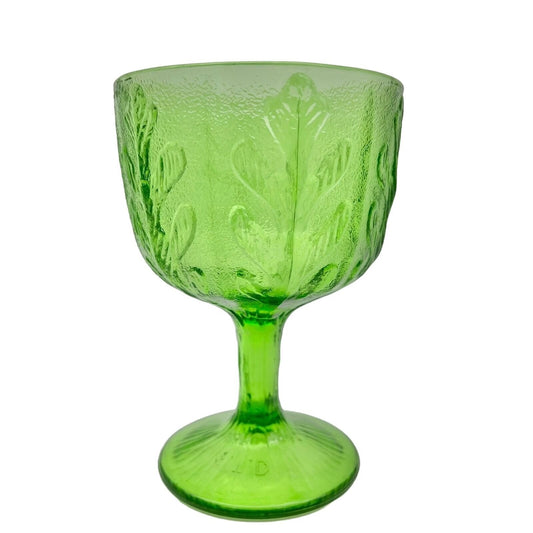 Vintage FTD 1975 Vintage Green Glass Leaf Motif Pedestal Vase