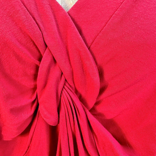 Lane Bryant Top 26/28 Red Vneck Long Sleeve 26.5 inch long EUC