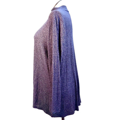 Lane Bryant Tunic 18/20 Blue Ribbed Mock Turtleneck Long Sleeve NWOT