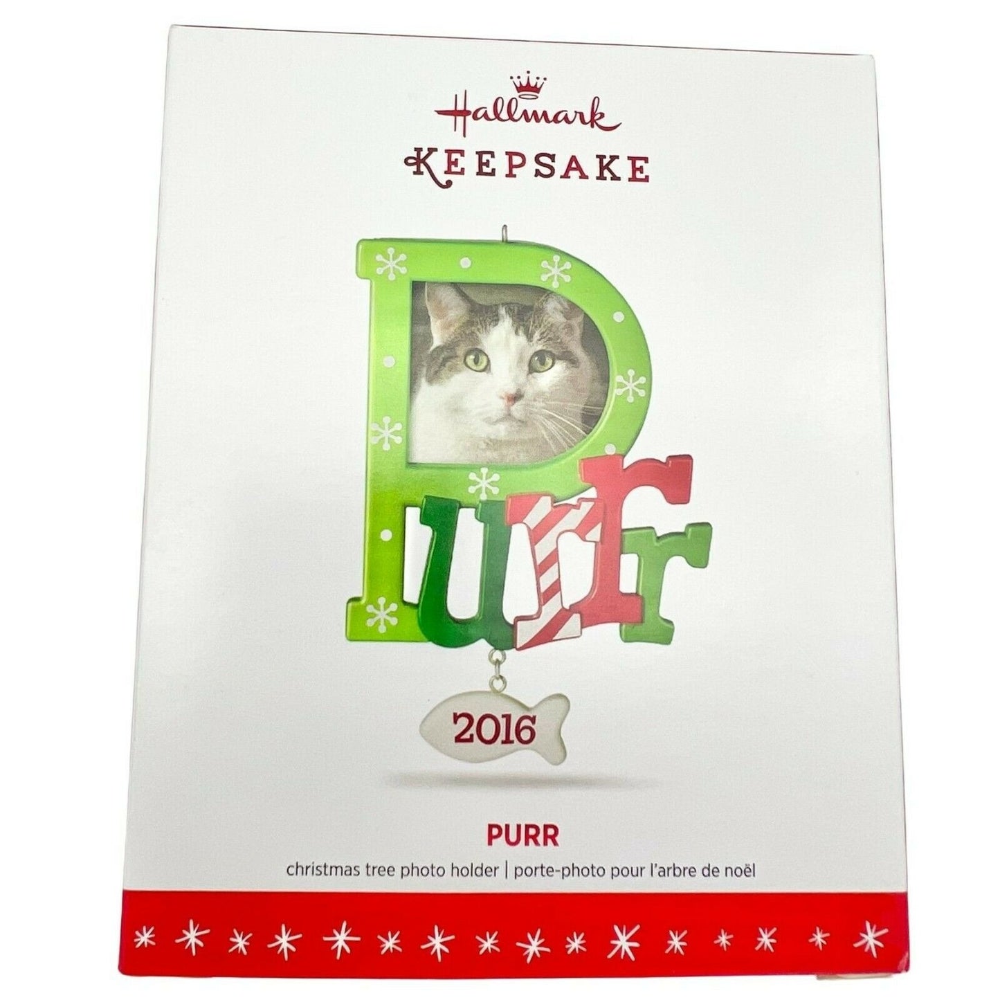 Hallmark Keepsake Ornament Purrr 2016 Christmas Red Green Cat