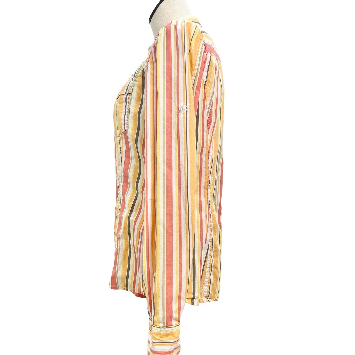 Jones New York Sport Top Womens Small Orange Yellow Green Stripe Long Sleeves