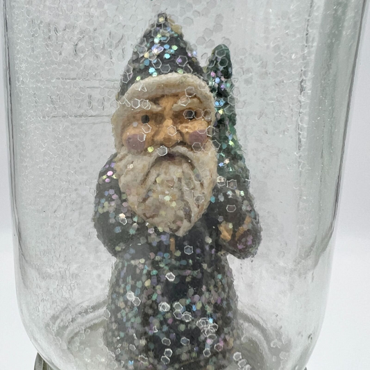 Handcrafted Christmas in a Jar Vintage Santa Father Christmas in Snow 4.5 x 2.5