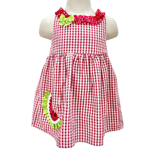 Emily Rose Infant 2-Piece Dress Set Size 18m Red White Gingham Watermelon Button