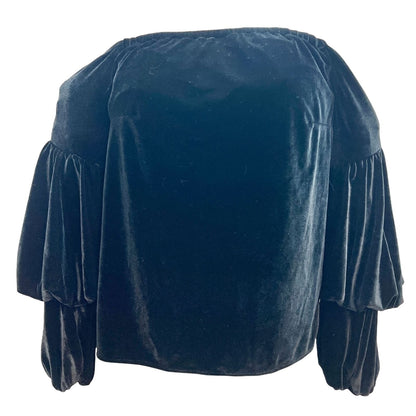 Petersyn Womens XS Black Velvet Long Sleeve Off Shoulder Top