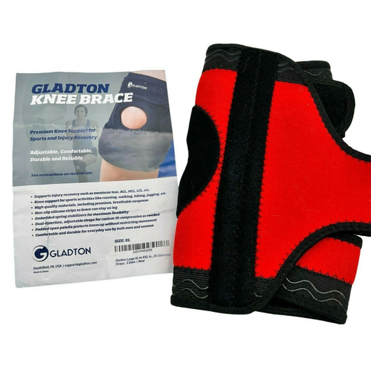 Gladton Knee Brace XL Red & Black Premium Support