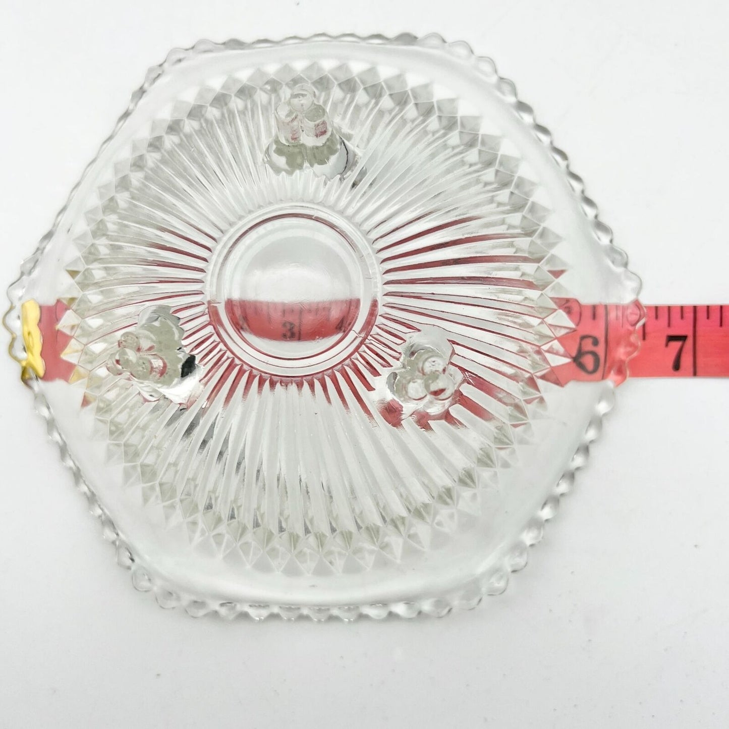 Bowl 6.5 x 2.5 Clear Glass Faceted Footed