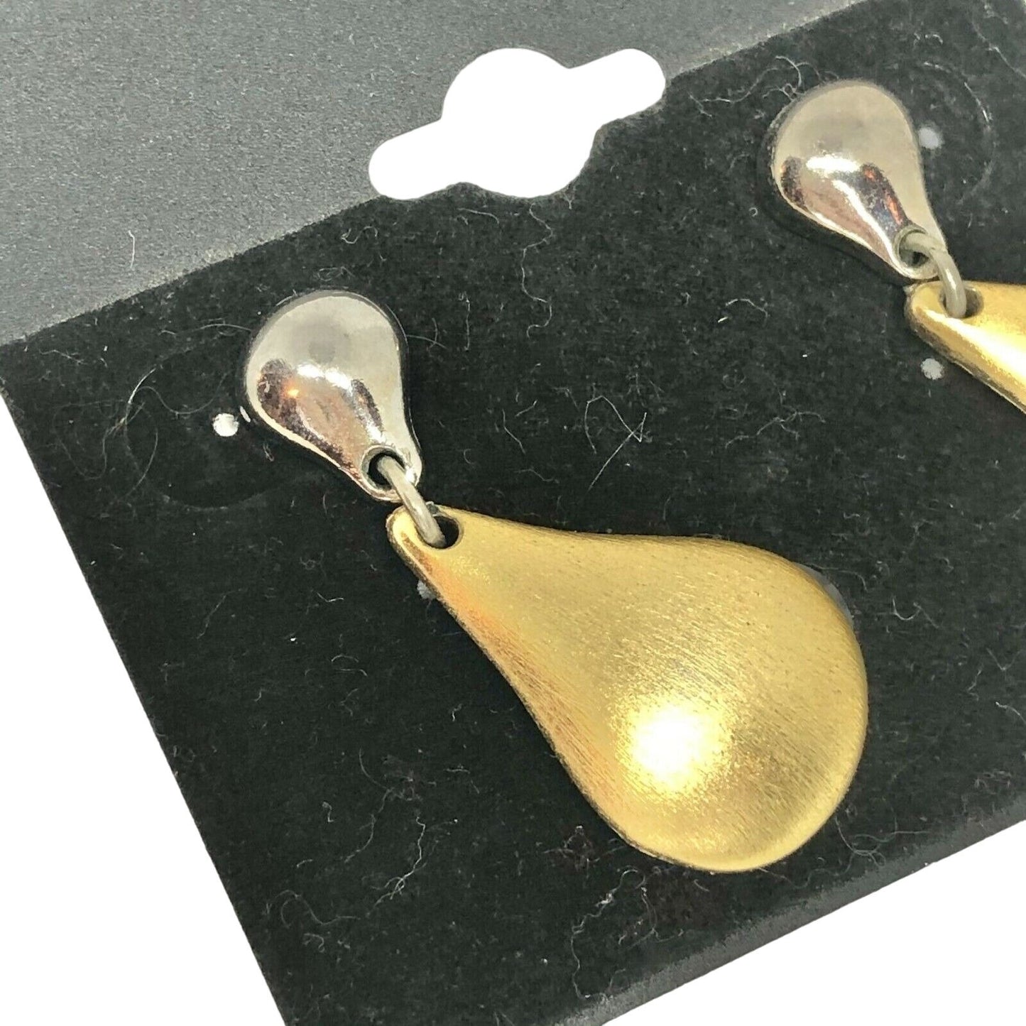 Brushed Gold Drop Teardrop Earrings 1.3" Long New