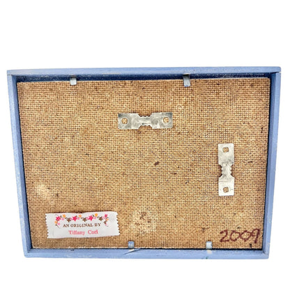 Handcrafted Shadow Box 7.5 x 5.5 x 3 Blue White Deer Christmas