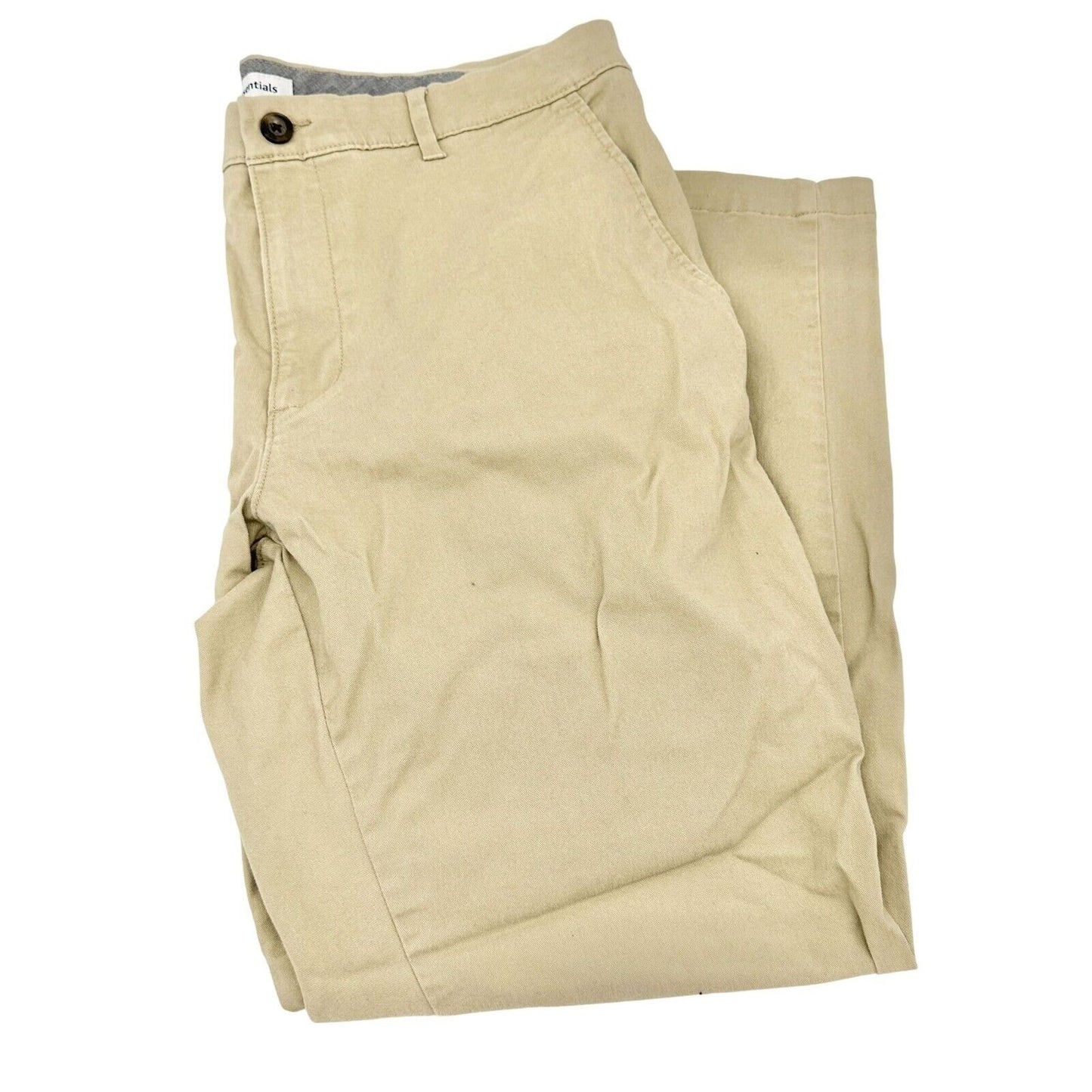 Essentials Chinos 35 x 30 Khaki Classic Fit Front Back Pockets