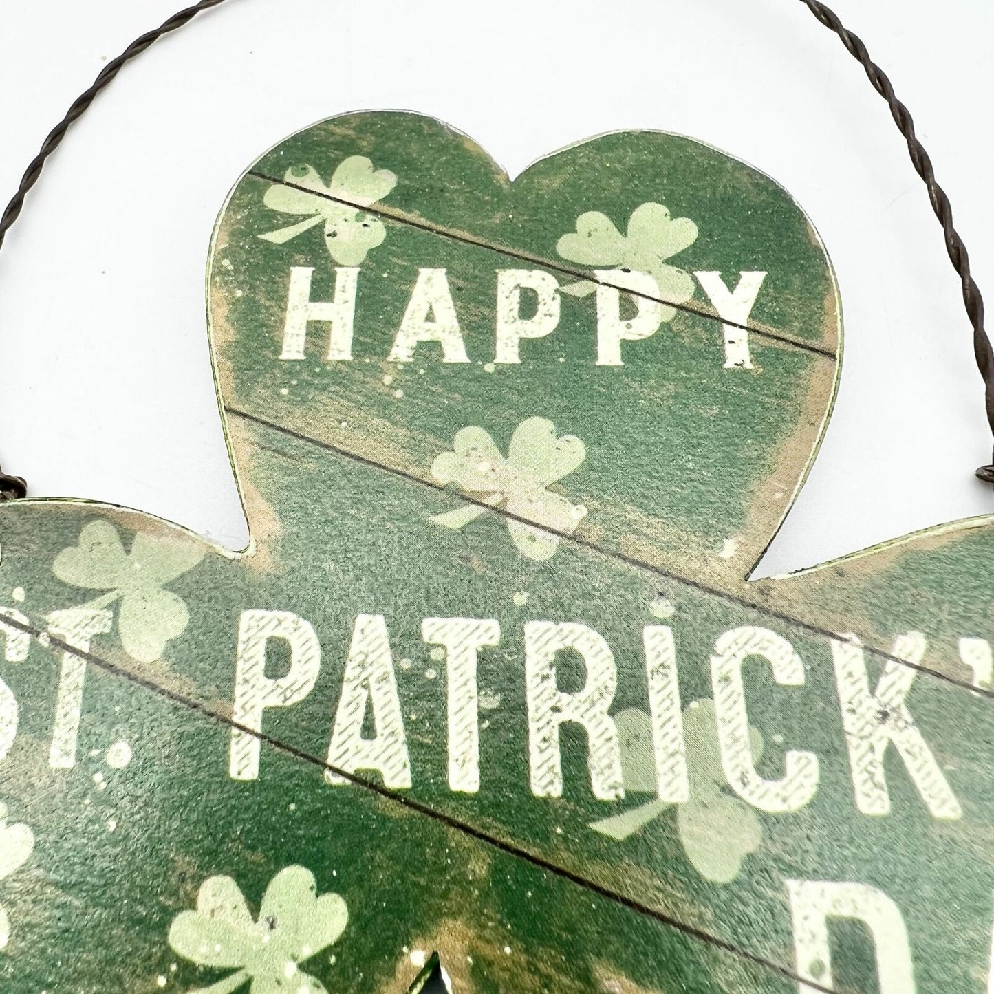 Pair of Two Wooden Decorative Hanging Shamrocks Ornaments