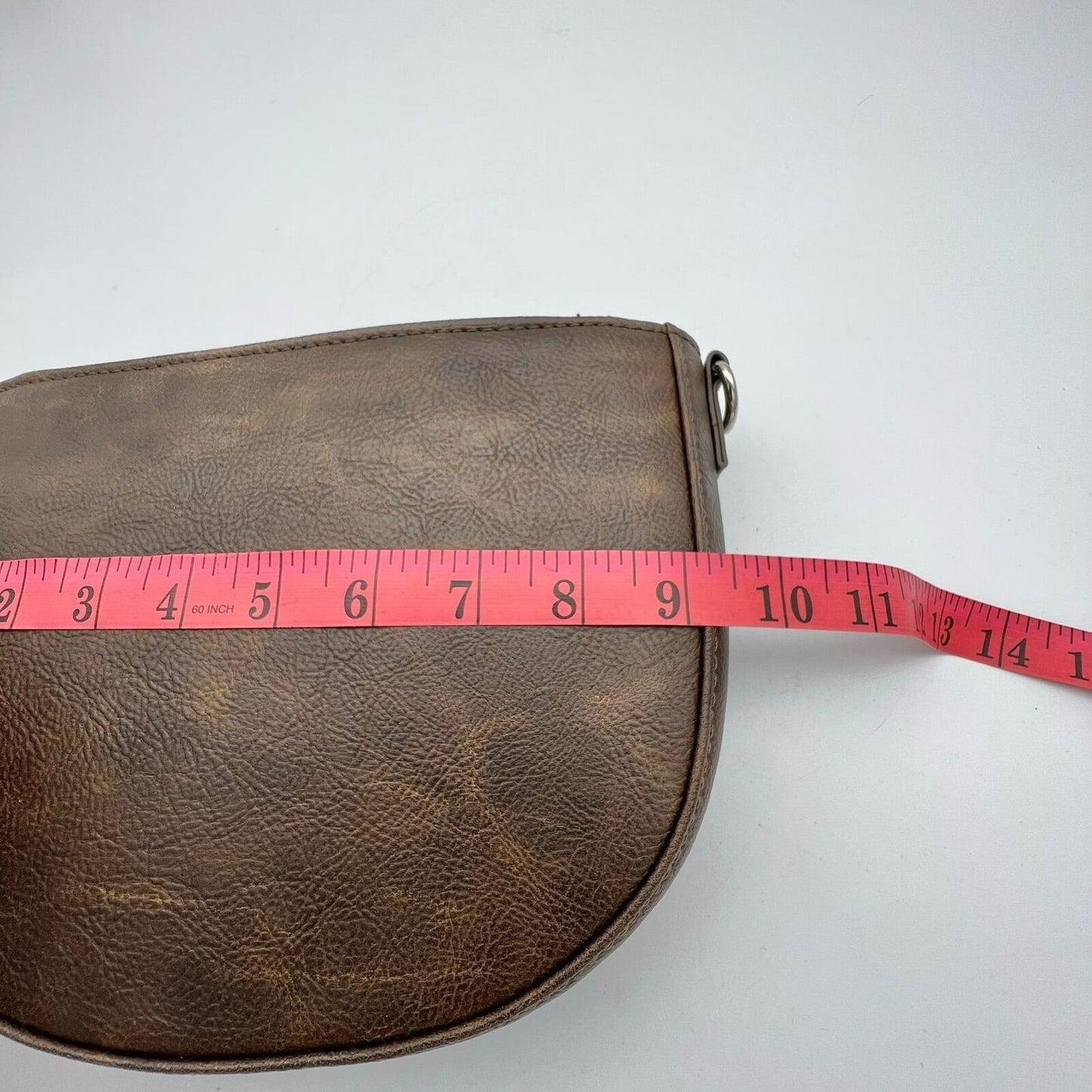 Jewell by Thirty-One Half Moon Crossbody 9 x 7 x 2 Chestnut Distressed Pebble