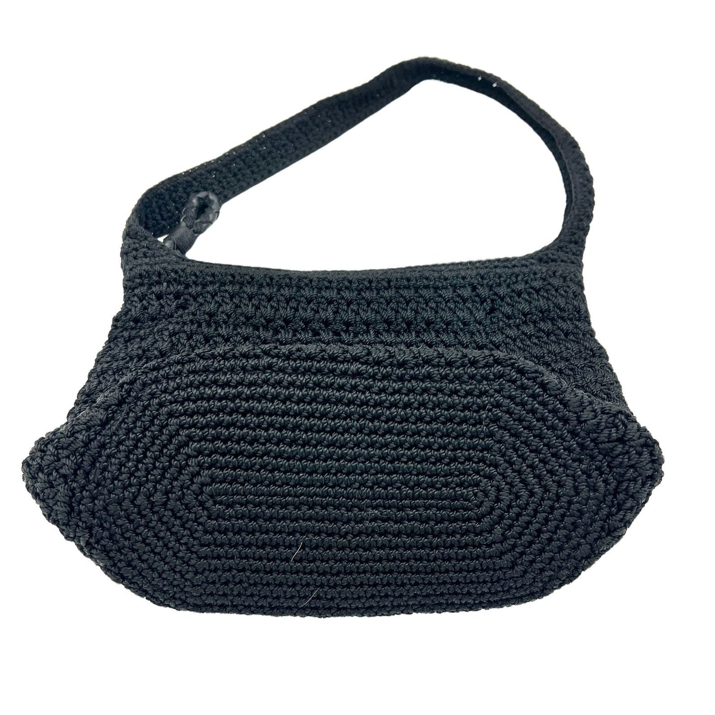 The Sak Black Crochet Purse Bag Zip Closure Interior Pockets