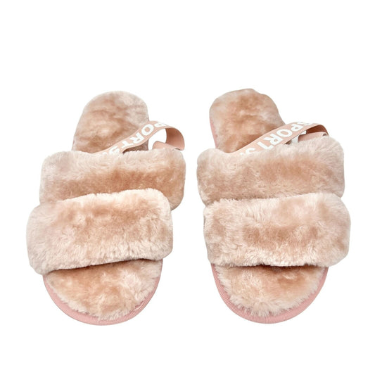 D ta Lo Women's Size 43 Pink Sport Fluffy Slingback Slippers