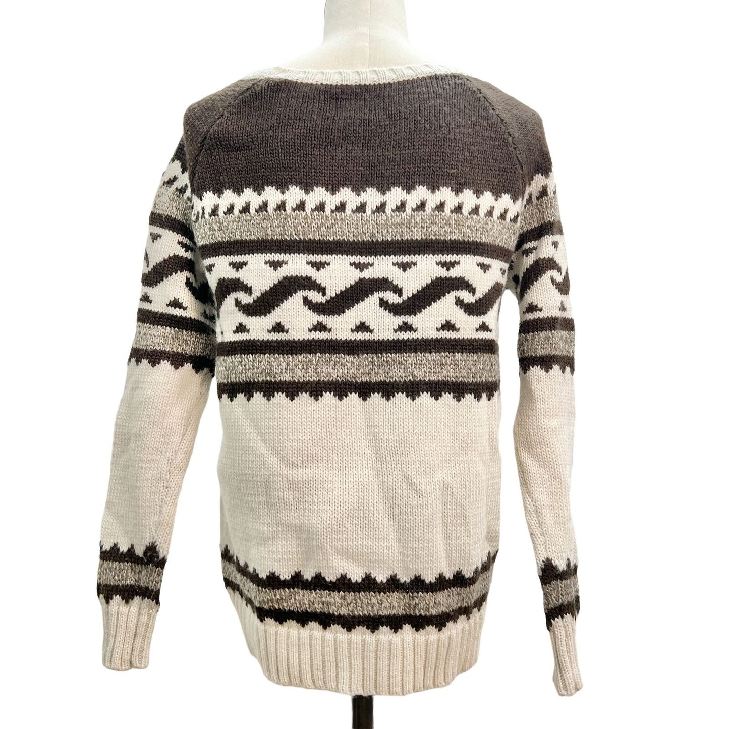 AEO Pullover Sweater Small Browns Fair Isle Long Sleeve