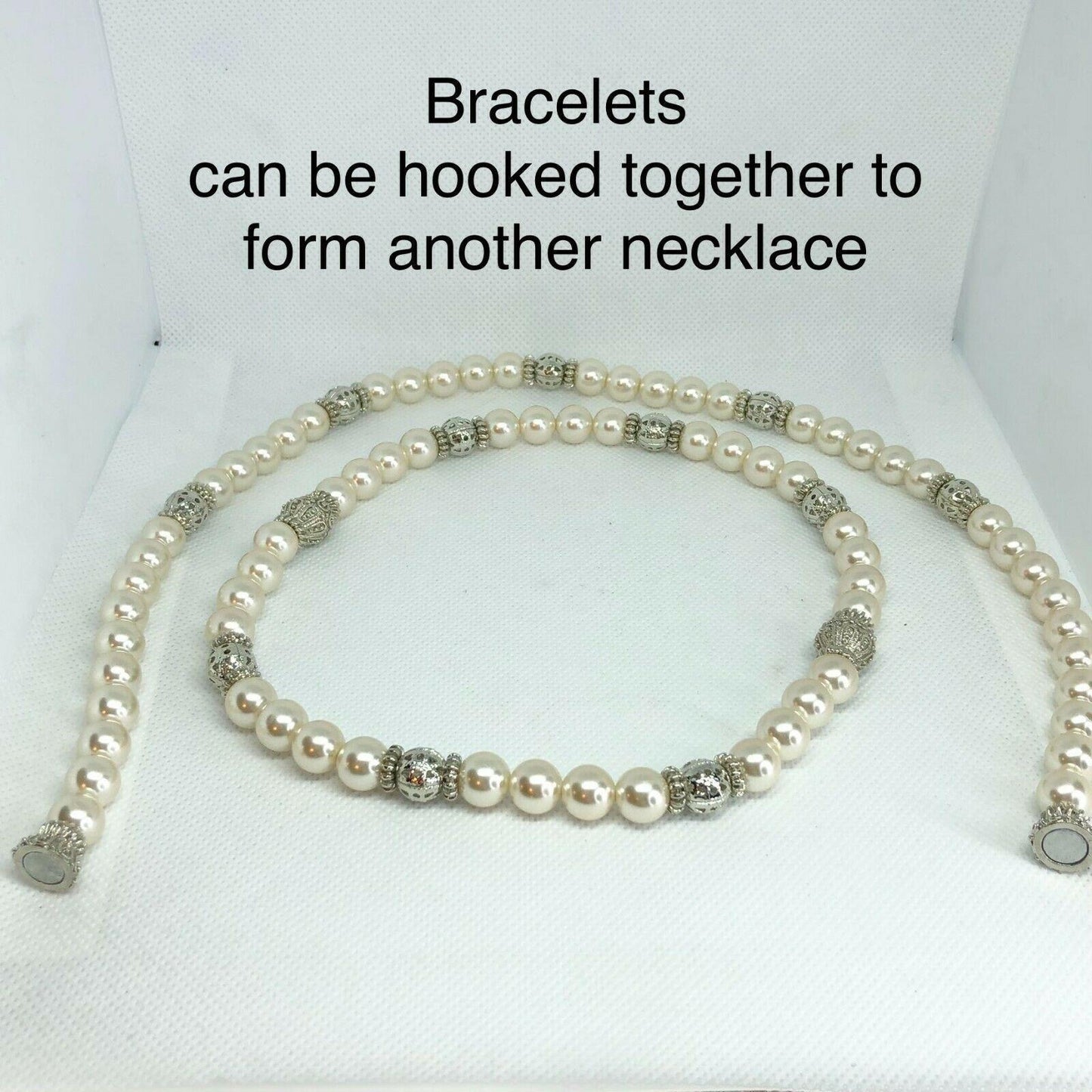 Premier Designs Audrey Pearl Necklace & 2 Bracelets Trio Jewelry Set Fancy