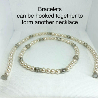 Premier Designs Audrey Pearl Necklace & 2 Bracelets Trio Jewelry Set Fancy