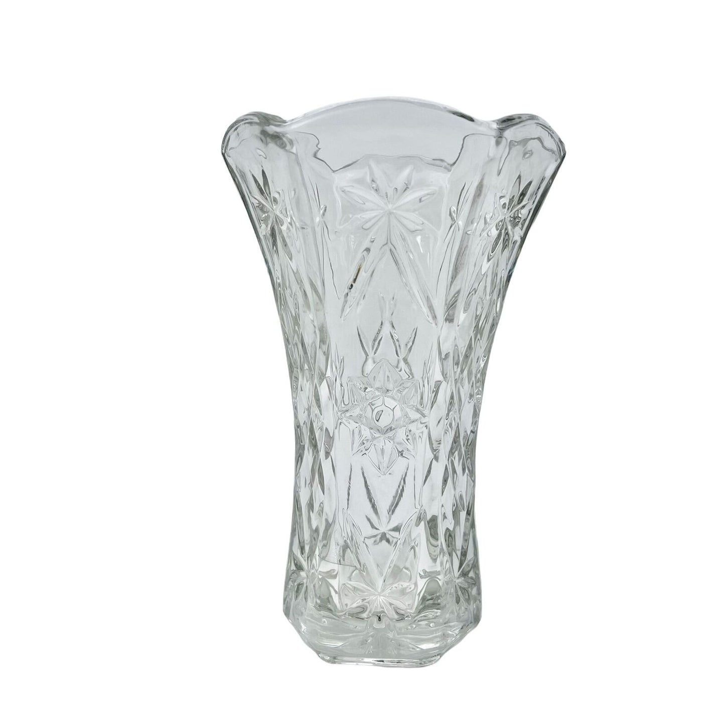 Vase 8.5 x 5.5 Clear Glass Faceted