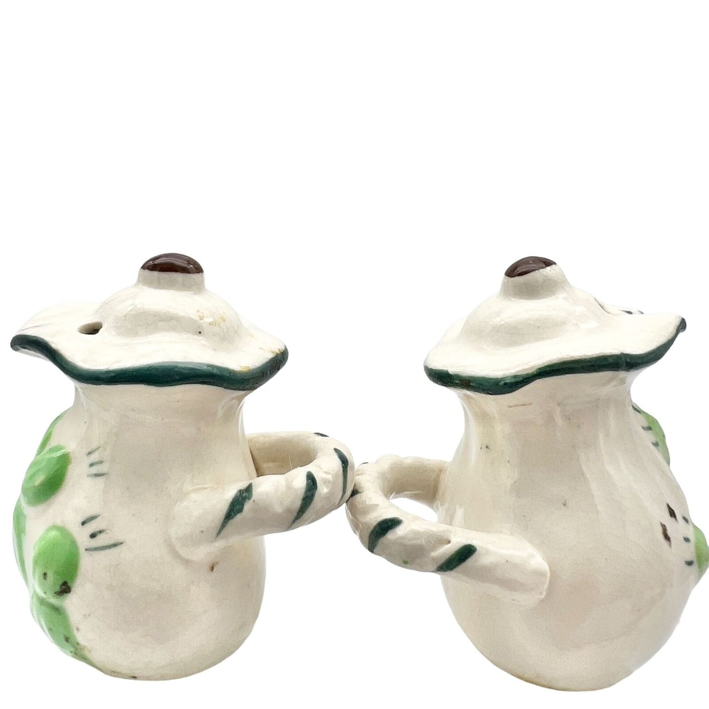 Salt Pepper Shakers 2 x 2 White Pitchers Cactus Cork Bottom