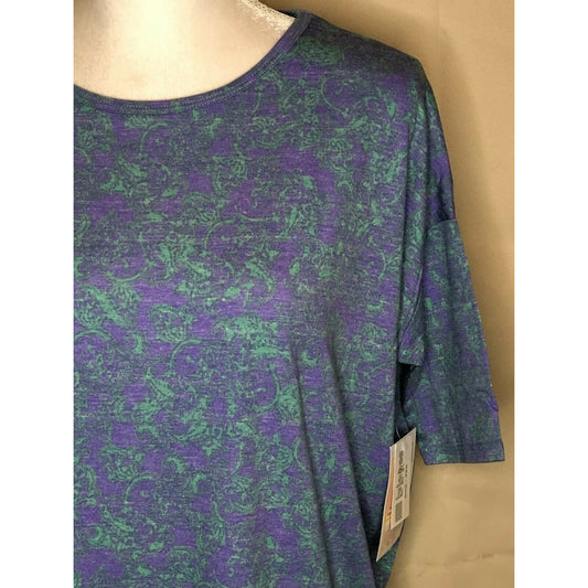 LuLaRoe RETIRED Irma Women's Size XXS Blue Green Floral mid-length sleeves NWT