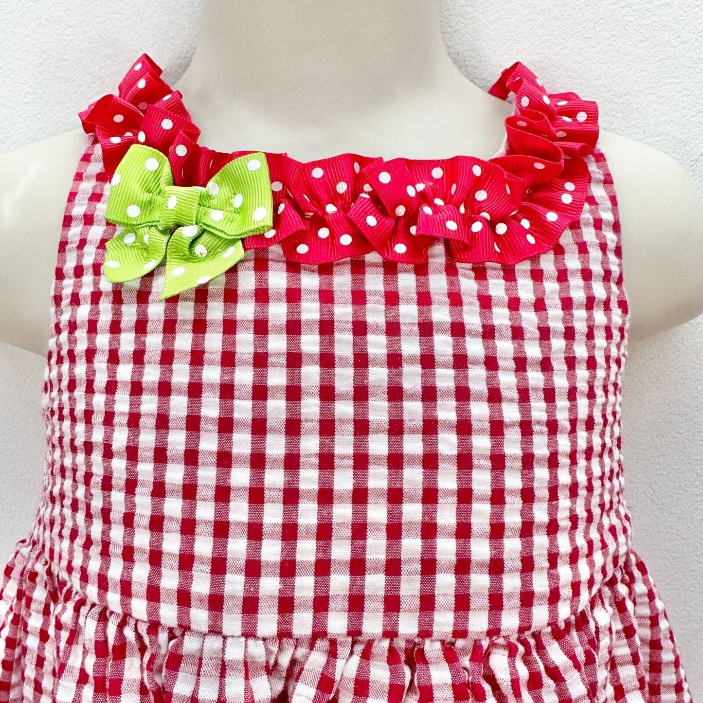 Emily Rose Infant 2-Piece Dress Set Size 18m Red White Gingham Watermelon Button