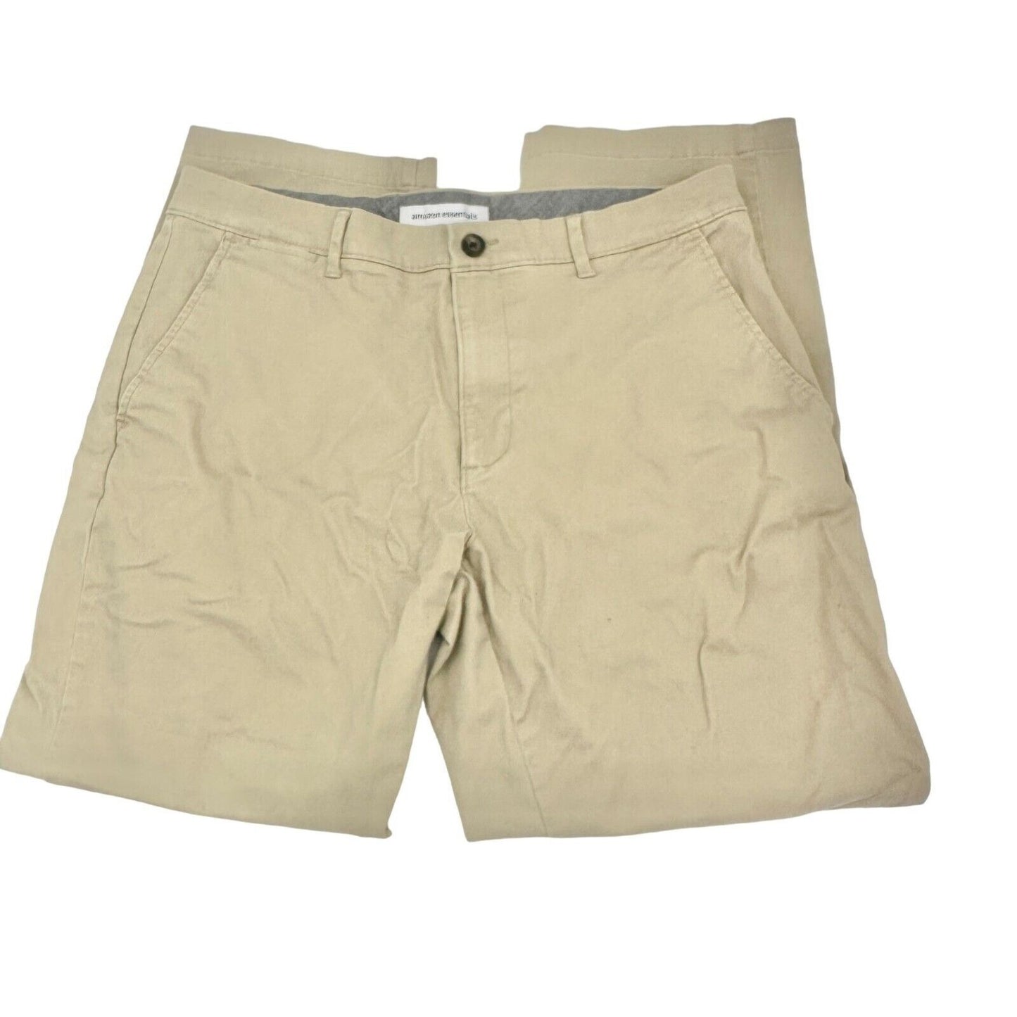 Essentials Chinos 35 x 30 Khaki Classic Fit Front Back Pockets