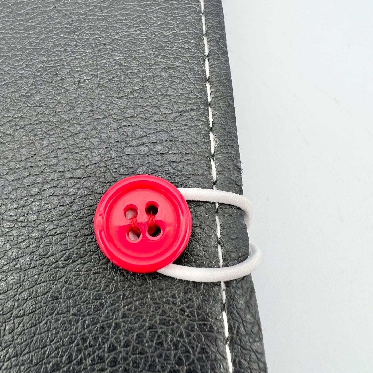 Journal 9x6 Black V Initial Button Closure Refillable Red Accents