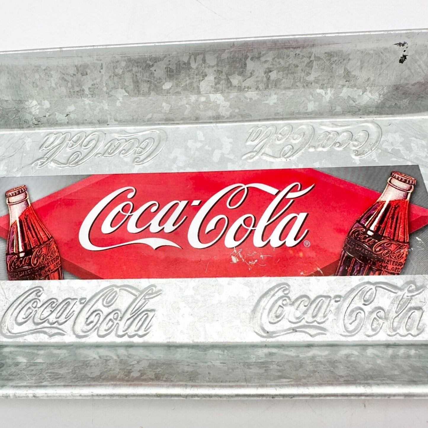 Houston Harvest Gift Products Coca-Cola Tray 12 X 6 Silver 1.5 inch deep Side Ha