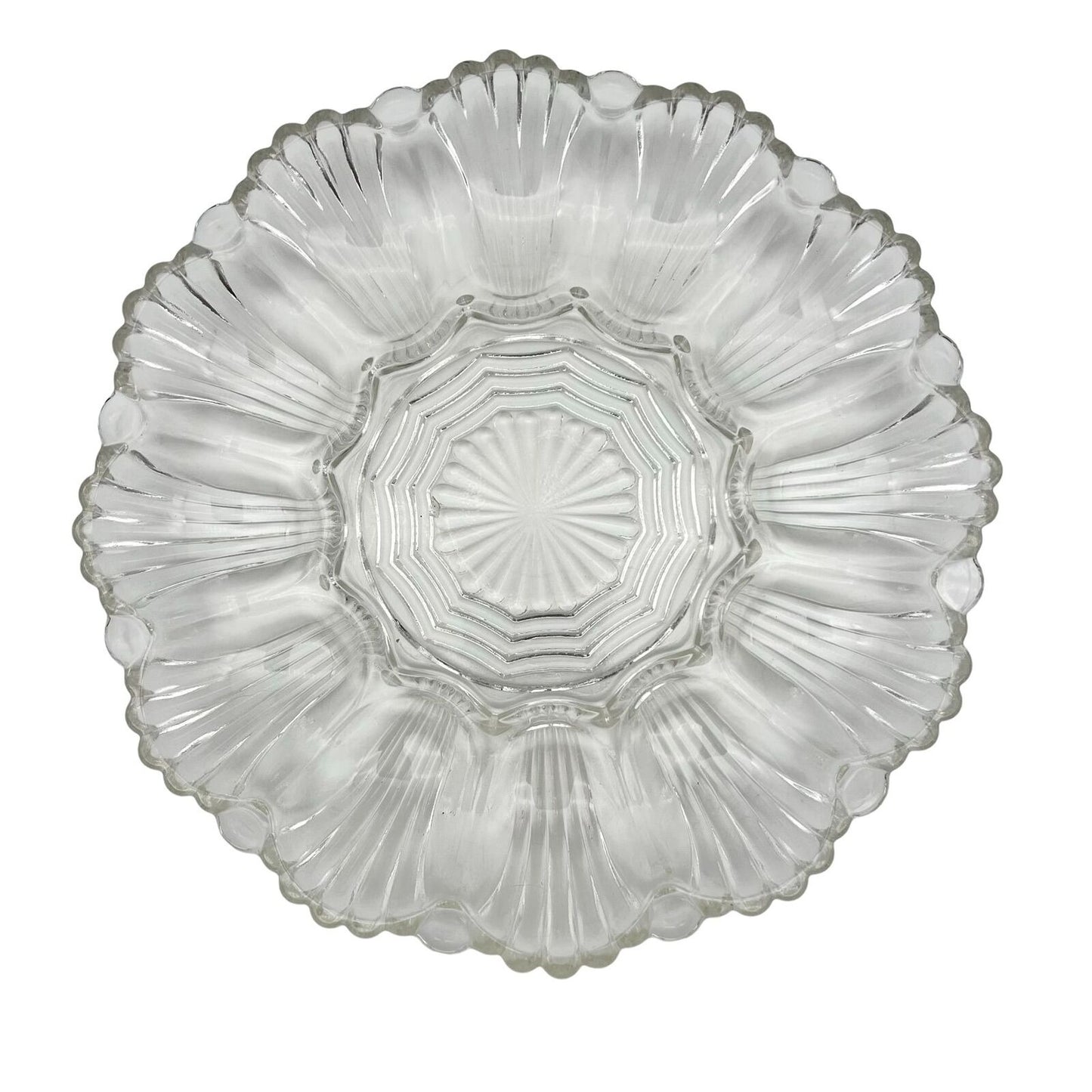 Vintage Deviled Egg Plate 10 inch Clear Glass Round