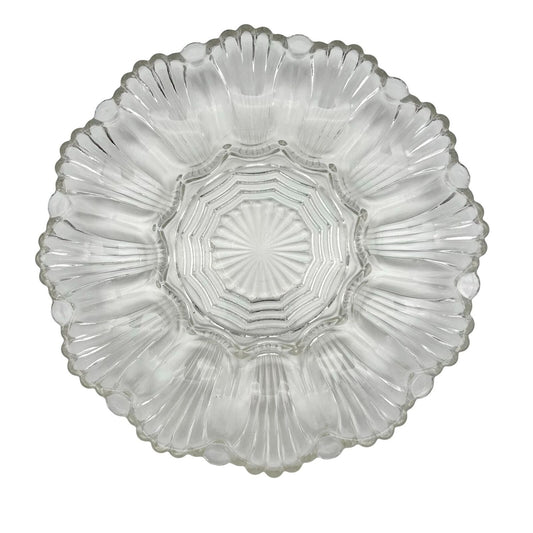 Vintage Deviled Egg Plate 10 inch Clear Glass Round